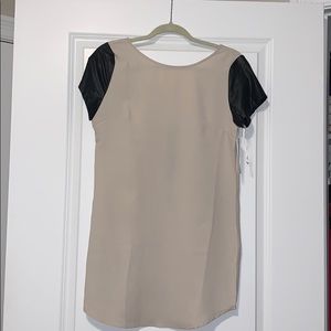 TOBI Leather Sleeve Shift Dress